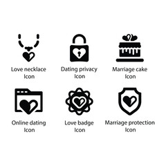 Love necklace, Dating privacy, Marriage cake, Online dating, Love badge, Marriage protection, icon