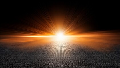 a focused beam casting vibrant orange light illuminating the night in the on transparent background