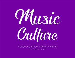 Vector Creative flayer Music Culture. Beautiful Cursive Font. Set of Calligraphic Alphabet Letters and Numbers