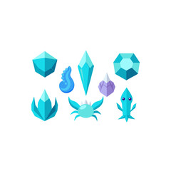 different crystallized creature set  