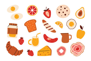 Culinary Kaleidoscope: An appetizing ensemble of fresh breakfast elements comes to life, arranged with a charming design, offering a feast for the eyes and a promise of a delicious start to the day.