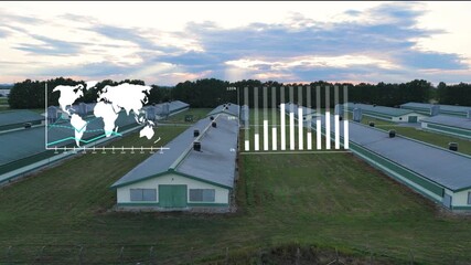Smart poultry farm with sensor data graphics and IoT technology. Modern agriculture and livestock innovation - Powered by Adobe