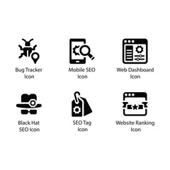 Bug Tracker, Mobile SEO, Web Dashboard, Black Hat SEO, SEO Tag, Website Ranking, icon