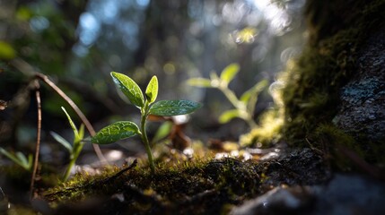 Obraz premium Nurturing Seedling Growth Journey in Forest Nature