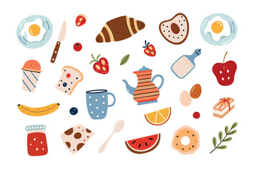 A Feast for the Eyes: A vibrant illustration of a breakfast spread, featuring a delightful array of fresh fruits, pastries, and culinary delights