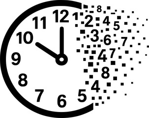 Obraz premium Clock Icon with Mosaic Numbers – Minimalist Vector Symbolizing Fleeting Business Time