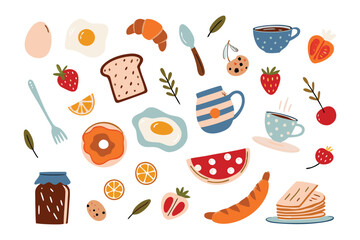 Morning Delight: A vibrant collection of breakfast delights, featuring an array of delicious treats, meticulously illustrated to awaken the senses and brighten your day.