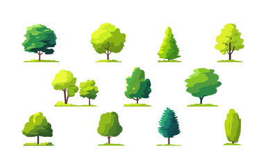 Collection of trees. tree set isolated on white background. vector file illustration	
