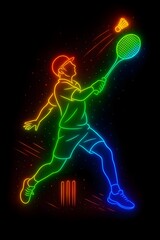 Obraz premium glowing badminton ace