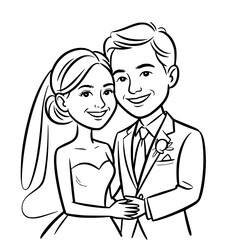 Fototapeta premium Eternal Union: An endearing illustration captures a couple's embrace, symbolizing the profound beginning of their journey, portraying everlasting love, and happiness.