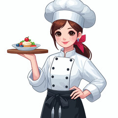 vector image of a full-bodied female chef
