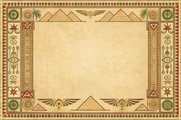 Obraz premium Ancient Egyptian Border Design With Pyramids and Hieroglyphs in Warm Tones