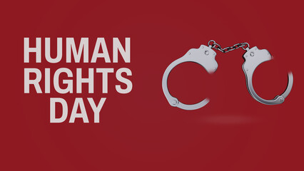 3D Human Rights Day Illustration with Open Handcuffs on Red Background&mdash;Justice and Freedom Concept