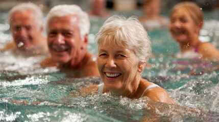 Seniors enjoying aquatic exercise