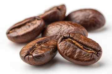 Obraz premium Close-up Shows Pile of Aromatic, Roasted Coffee Beans