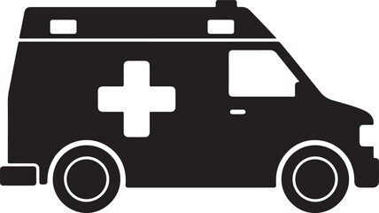 Obraz premium Ambulance silhouette vector illustration emergency medical service vehicle for health care and rapid response in urgent situations promoting safety and accessibility