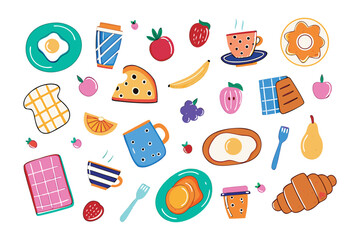 Breakfast Delights: An artful arrangement of appetizing food items ready for a morning feast, enticing you with their vibrant colours and tempting textures.