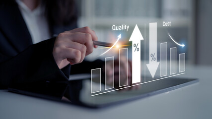 Increase quality and reduce cost represent quality, cost, and performance optimization for business strategy and resource efficiency Latch