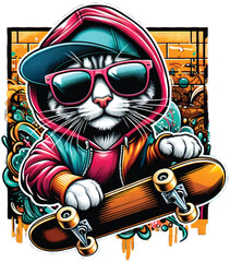 Pirate Skull and Crossbones Cartoon Vector Illustration with Grunge and Tattoo Style