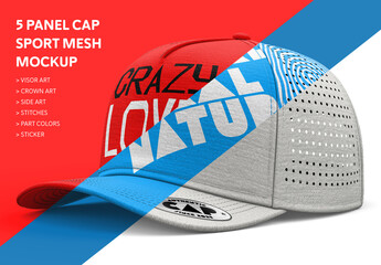 Sports Cap Mockup – Template with Customizable Design & Laser-Cut Mesh