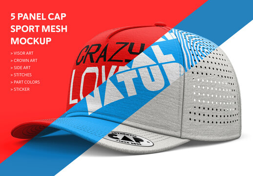 Sports Cap Mockup &ndash; Template with Customizable Design & Laser-Cut Mesh