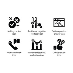 Choice task, feedback, Question answer, Phone interview, Customer feedback, Choice option, icon