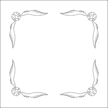 Elegant black and white monochrome ornamental border with snitch for greeting cards, banners, invitations. Snitch frame Vector frame for all sizes and formats. Isolated vector illustration.	
