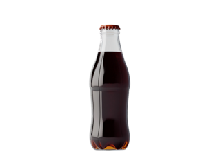 Glass soda bottle with dark liquid isolated on white background isolated on transparent background