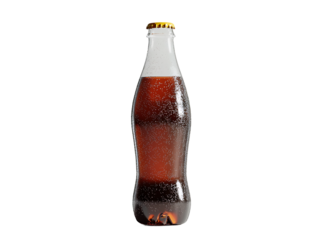 Glass bottle of cola isolated on white background isolated on transparent background