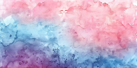 Fototapeta premium Pastel pink and blue watercolor washes blending softly together 
