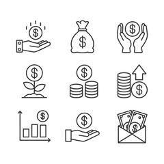 Money Growth Coins and Financial Icons