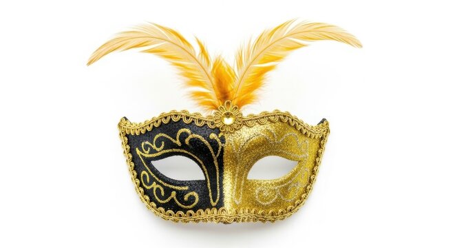 Elegant Venetian Masquerade Mask with Feathers
