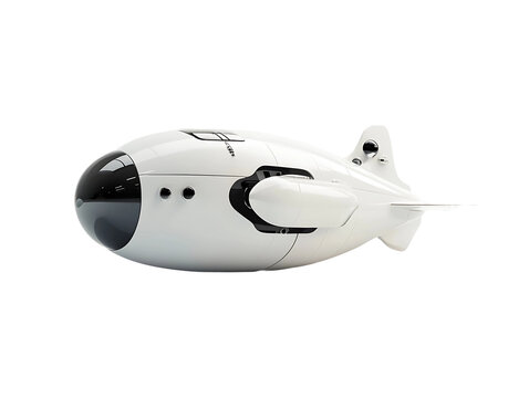 Futuristic white submarine isolated on white background isolated on transparent background