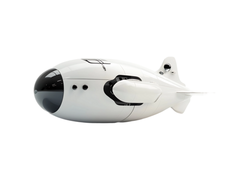 Futuristic white submarine isolated on white background isolated on transparent background