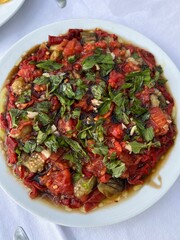 pizza with tomatoes and basil