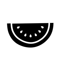 Black silhouette watermelon slice icon in simple flat style. Ideal for juice, picnic, or summer fruit themes
