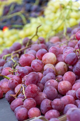 Close-up of red grapes in the market.