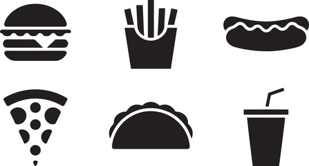 Fast Food Icons Vector Set A Collection of Junk Food Graphics with Transparent Background