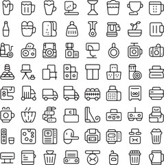 Fototapeta premium Collection of various objects and items in line art style vector