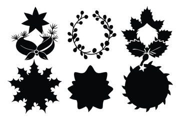 Snowflake Star and Leaf Wreath Silhouettes Collection christmas holiday