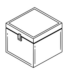 Isometric Iron Box Line Art