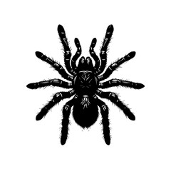 Black Silhouette of a Hairy Tarantula Spider.
