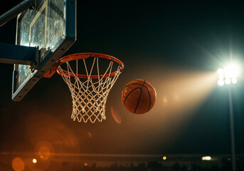 Close-Up Basketball Action Shot at Hoop