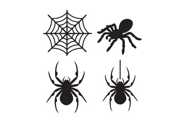 Halloween spiders and spiderweb silhouettes for spooky designs