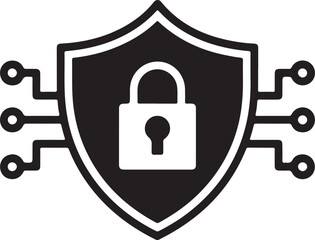 Digital Security Shield with Padlock and Circuit Board Symbolizing Cyber Protection for Online Safety and Data Encryption