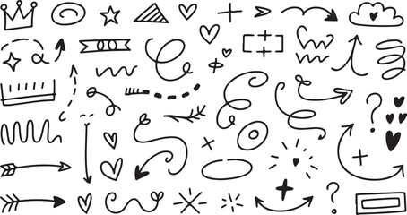 Obraz premium Hand Drawn Doodle Elements Set for Graphic Design Projects and Creative Illustrations on White Background