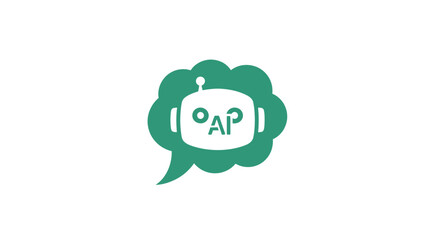 Green speech bubble with a white robot head containing the letters ai in the center of the image