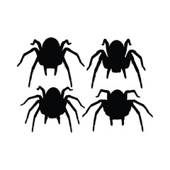 Fototapeta premium Four black spider silhouettes arachnid insect
