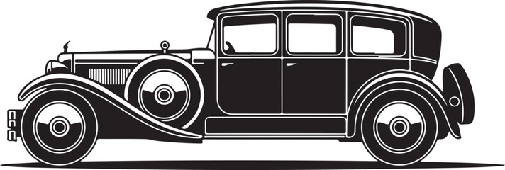 Fototapeta premium Elegant Black and White Vector Illustration of a Classic Vintage Car Representing Automotive History and Timeless Design