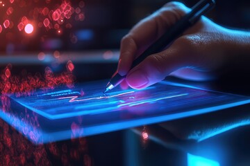 An office worker using a digital signature tool to sign compliance documents electronically